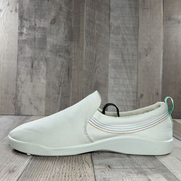 Vionic Beach Marshall Womens 7.5 Canvas Slip On Sneaker Flats Casual Shoes White - Picture 9 of 14